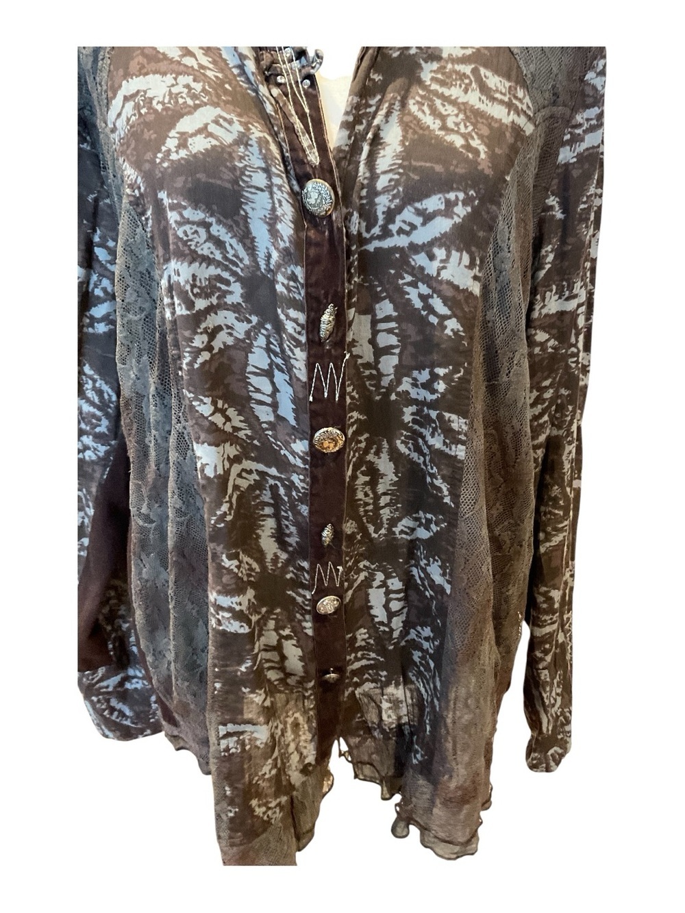 Parsley & Sage Boho Lace Mixed Media Tunic XL - Picture 3 of 8